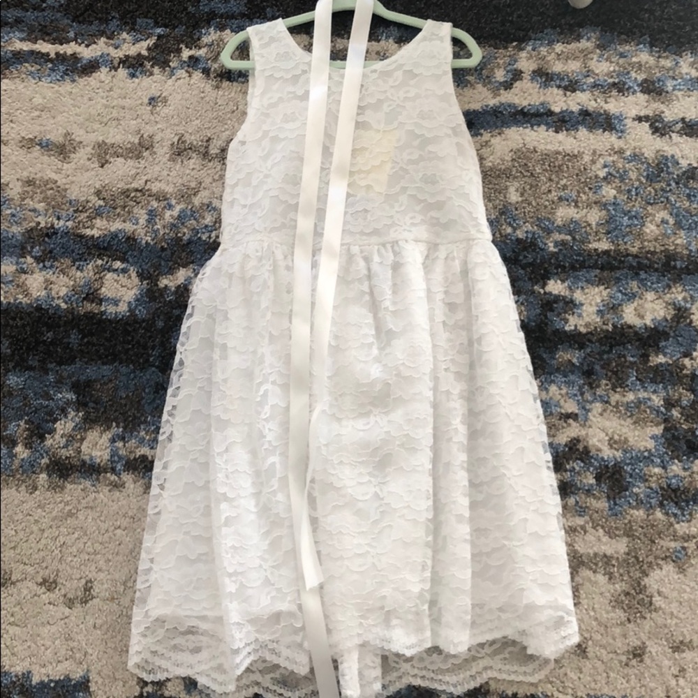Little girls white lace dress